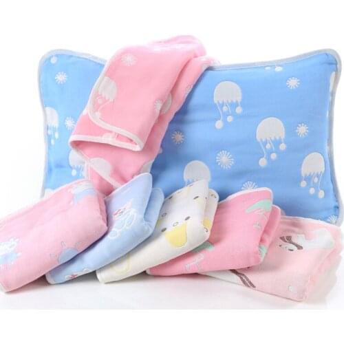 Baby 6-layer cotton gauze pillowcase Baby cartoon pattern sweat-absorbent pillowcase Baby envelope pillowcase