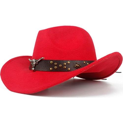 2019 Steampunk Child Kids Wool Hollow Western Cowboy Hat boy girl Outblack Sombrero Hombre Jazz Cap Size 52-54