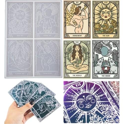 Tarot Card Resin Mold Magic Divination Card Epoxy Silicone Mold DIY Crafts Witch Prophecy Props Party Game Tools Jewelry Making