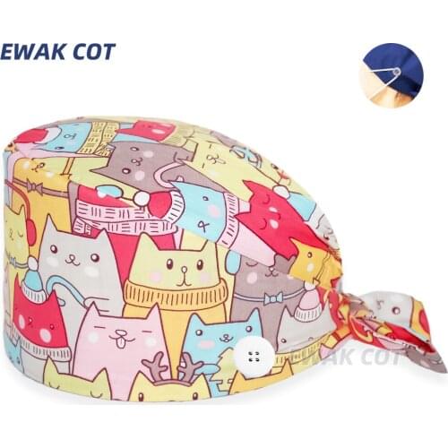 Unisex surgical caps operating room caps nurses hats veterinary pet with beauty salons Eye hospital clinic clinical Buttons hats