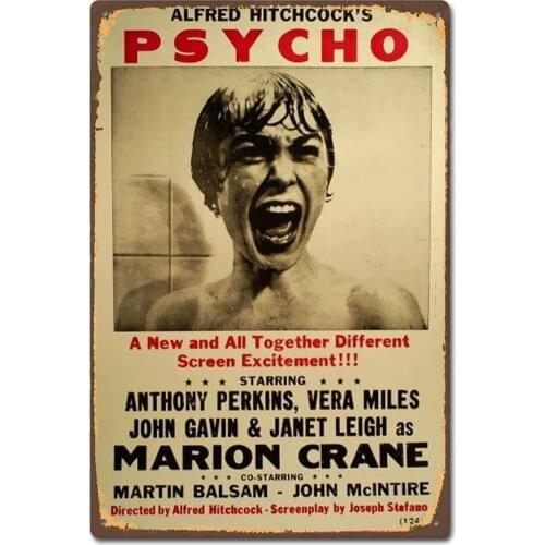 Classic Psycho Horror Film Sign Retro Metal Tin Sign Plaque Poster Wall Decor Art Shabby Chic Gift