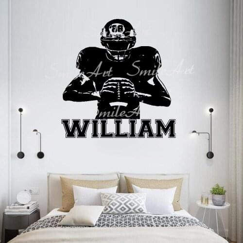 Creative Custom Name Football Vinyl Wall Sticker Home Decor Stikers Living Room Bedroom Waterproof Wall Art Decal