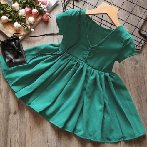 Summer Children Clothing New V-neck Large Short-Sleeve Dress Fashion Princess Dress 3-10 Years Old