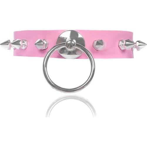 Dvacaman Punk Chunky Choker Collar Necklace for Women Fashion Leather Chain Rivet Heart Charm Round Statement Hip Hop Necklace