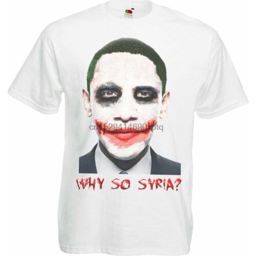 Mens White Why So Syria Funny Obama Spoof T Shirt Joker Makeup