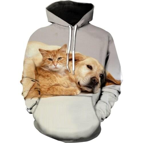 Human friend pet dog Digital 3D Printing Casual Cute Pullover Animal Sports Shirt Mens and Womens Casual Hoodies Dog Harajuku