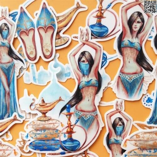 40pcs Indian Girl Cartoon Album Scrapbook Waterproof Decoration Sticker DIY Handmade Gift Scrapbook Sticker