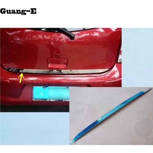 Car Bumper Sticks Body Styling Stainless Steel Rear Door Tailgate Frame Plate Trunk Trim Lamp 1pcs For Nissan March 2011-2017