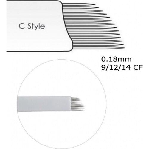 Royun 0.18mm NANO Fine Flex Laminas Tebori Permanent Makeup Eyebrow Microblading Needle 9/12/14 CF Blades