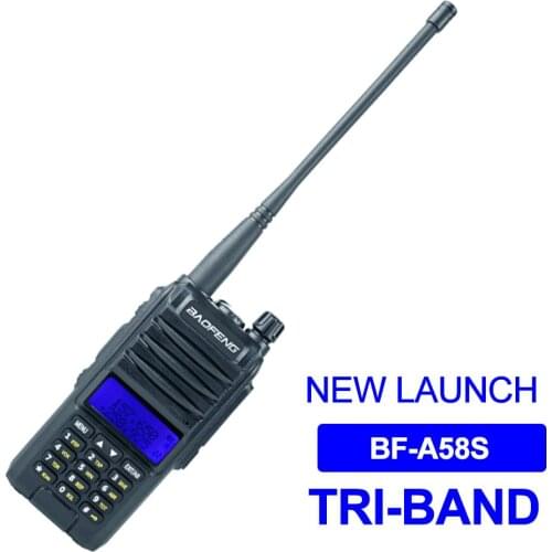 New Baofeng Walkie Talkie BF-A58S 5W Tri Band 136-174MHz 200-260MHz 400-480MHz Handheld Radio Station 2200mAh Amateur Radio