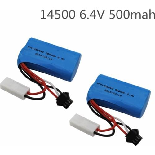 New Version 6.4v 500mAh 14500 Li-ion Battery WLTOYS 18401/02 4 drive High speed climbing Offroad racing XQWR14 HBX 2098B RC Car