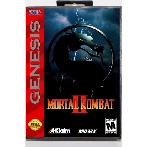New Arrival Mortal Kombat II Game Cartridge 16 bit MD Game Card With Retail Box For Sega Mega Drive For Genesis
