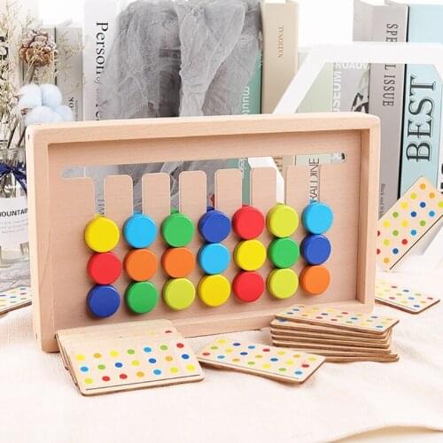 D7WF Learning Toys Slide Puzzle Color Preschool Educational Wooden for Child Age 3-7 Years Old Travel Birthday Gifts