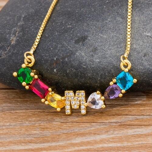 Micro Pave Zircon Initial 26 Letter Name Choker Necklace Charm Gold Statement Pendant Necklace For Women Jewelry Accessories