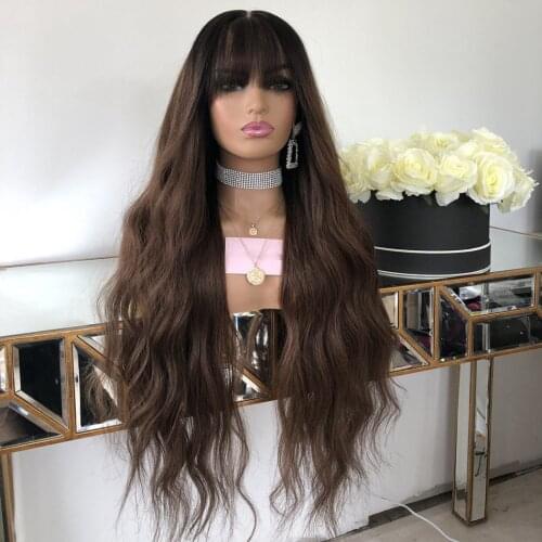Brazilian Human Hair 13X6 Lace Front Wigs With Bangs Body Wave Remy Hair lace Front Wigs for Women 150Density Fringe Wigs
