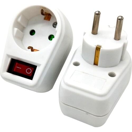 European Type Conversion Plug 1 to 1 Way Power Adapter Plug adaptor With Switch 16A AC 250V EU Travel Plug Socket EU Plug
