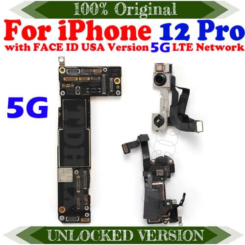 5G Network Support IOS Update For iPhone 12 Pro Max Motherboard With Face ID 128GB 256GB 512GB Free iCloud Unlocked mianboard