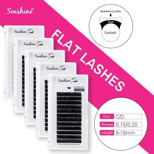Seashine 12lines/Tray Curl J/B/C/D individual Lashese Flat Lashes Hand Made Eyelashes Extension Premium Ellipse Accept OEM
