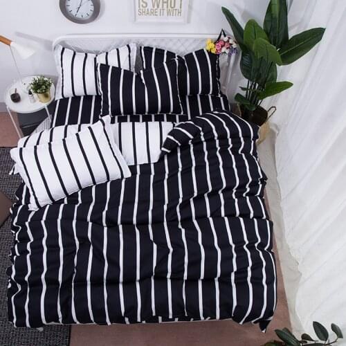 Rural white plaid Cartoon Print bedding set luxury gray bed linens Strap Plants Fruit duvet cover bed sheets with pillowcases