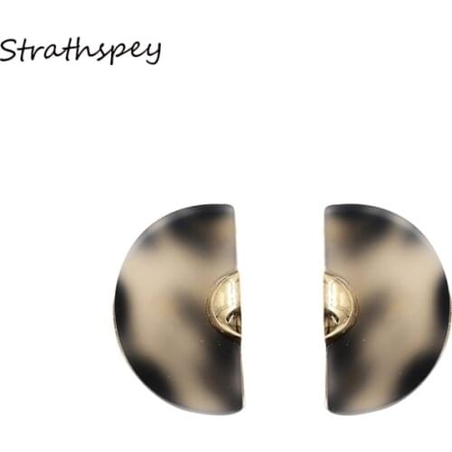 Earrings For Women Brincos Pendiente Boucle D'oreille Light Gold Color Marble Turtle Shell Finish Stud Earring Black&White Brown