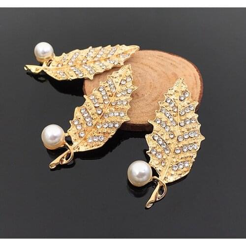 Leaf rhinestone Buttons Pattern Jean Tack Metal pearl embellishment Garment Accessories Wholesale