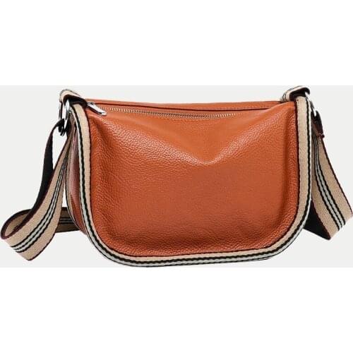Vintage Soft Leather Shoulder Bags for Women Large Capacity Crossbody Handbag Wide Strap Messenger Bag Purse Clutch