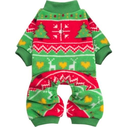 Warm Christmas Dog Clothes Cute Elk Printed Small Dog Pajamas Winter Pet Four-legged Jumpsuit For Dog Chihuahua Yorkies Clothing