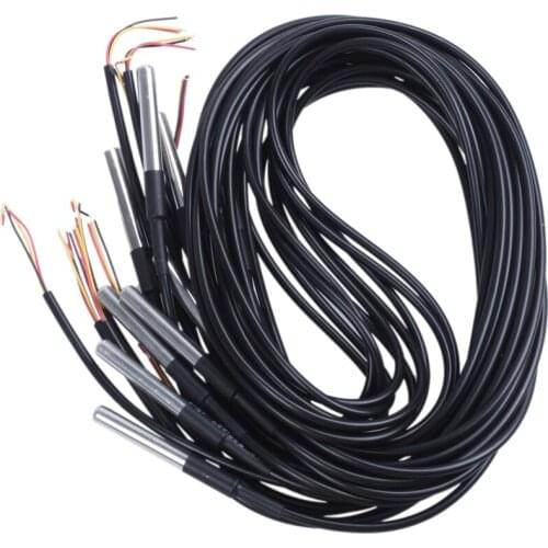 DS18B20 waterproof temperature sensor temperature transmitter (New 10 sets) black