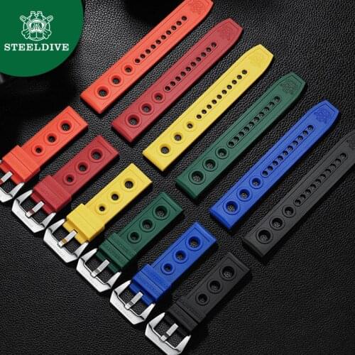 STEELDIVE 20mm 22mm Strap Replacement Diver Watch Soft Rubber Bracelets Men Automatic Wriststrap