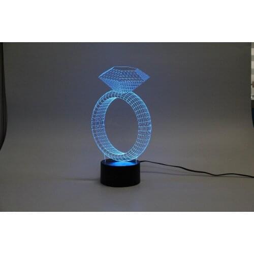 YJM-2816 7 Colorful Sweet DIY Valentines Gift Girl Friend Present 3D Amazing Night Lights with Diamond Ring Shape
