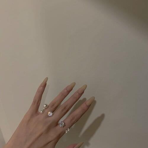 Geometric Pearls Cubic Zircon Gold Color Rings for Women Wedding Engagement Finger Ring Korean Ladies Trendy Jewelry 2020 YRI174