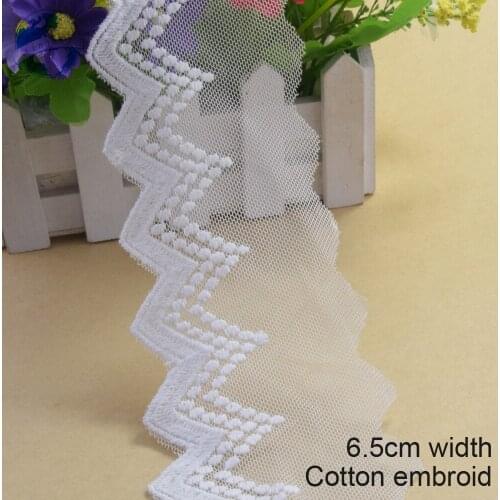 10yard 7cm width Cotton embroid lace sewing ribbon guipure trim fabric warp knitting DIY Garment Accessories wedding lace#3360