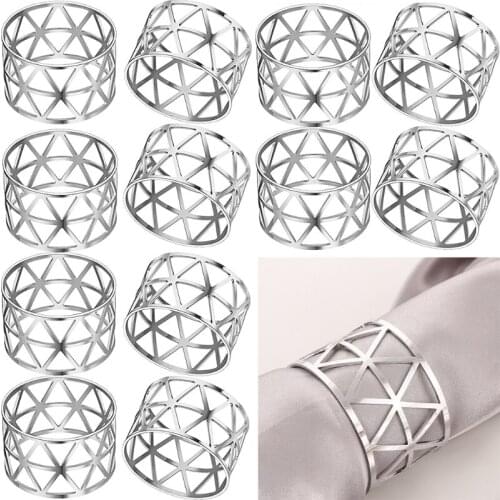 12pcs. Alloy Hollow Out Napkin Rings Wedding Thanksgiving Christmas Household E8BD