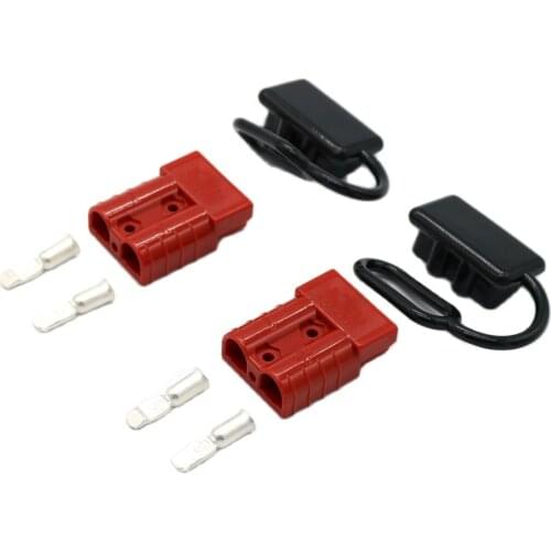 2 x 50Amp Battery Quick Connerctor Plug and Dust Cover And Cap for Car Caravan