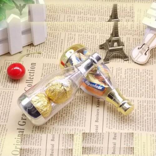 300PCS Champagne Bottle Candy Box Plastic Candy Jars and Bottles Wedding Favor Boxes Casamento Wedding Favors And Gifts