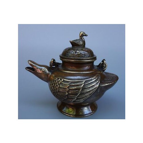 Ntique copper pot lucky duck duck pot teapot unique antique collection pot with handle