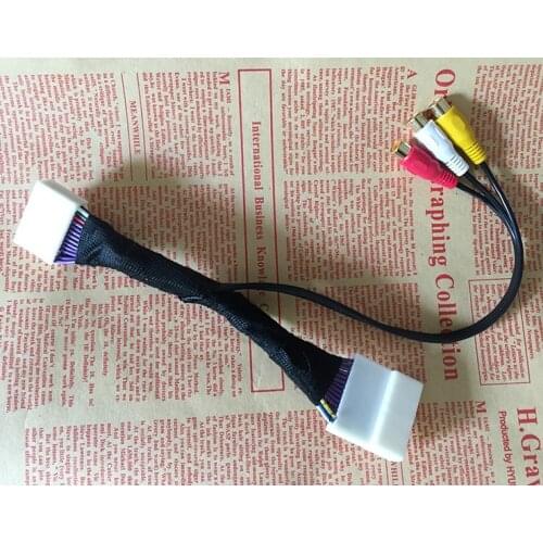 Car 3RCA Adapter Audio Video Input Cable For COROLLA REIZ CAMRY CROWN RAV4 PRADO DVD Navigation Headunit 28Pin Blue AV Port
