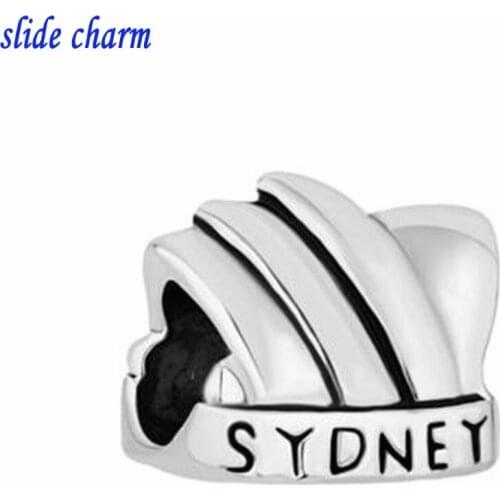 Free shipping European new fashion black and white sydney opera house building small accessories beads fit Pandora bracelet
