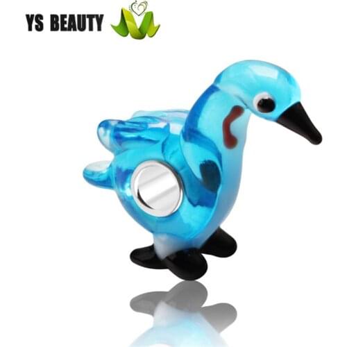Goose shaped glass beads sterling silver beads with large holes murano glass beads suitable for girls jewelry production