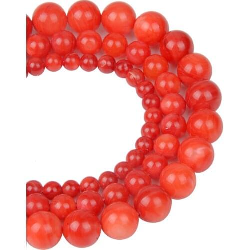 Colored Round Red Shell Beads For Women Shell Jewelry Making Loose Beads