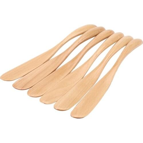 Wooden Butter Knife Cheese Spreader 6.5 Inch, Jam Knife Butter Cake Knife Mask Knife 6 Pieces