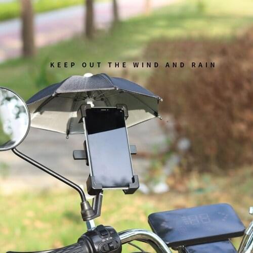 9 colors Bicycle Phone Holder Mini Sunshade Umbrella Bicycle Decoration Accessories Polyester Mobile Automatic Umbrella