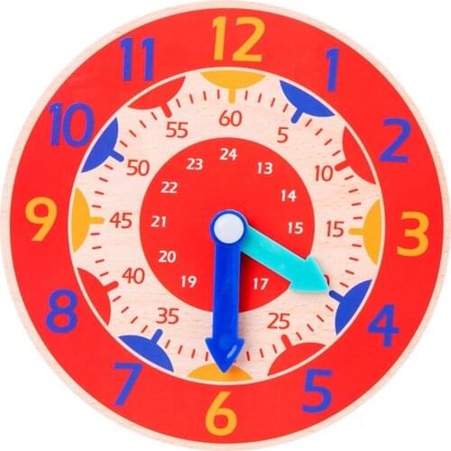 Children Montessori Wooden Colorful Clock Toys Hour Minute Second Cognition Colorful Clocks Toys