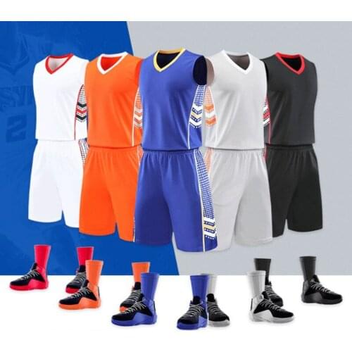 Men Cheap Basketball Jersey Sets Shorts Pocket Quick Dry Male Throwback Basketball Uniforms College Team Sport Kits Custom