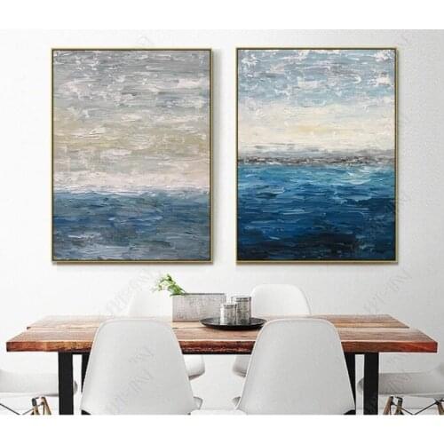 Home Decoration Abstract Blue Ocean Modern Line Psychedelic Canvas Paintings Wall Art Pictures Posters Prints For Living Room