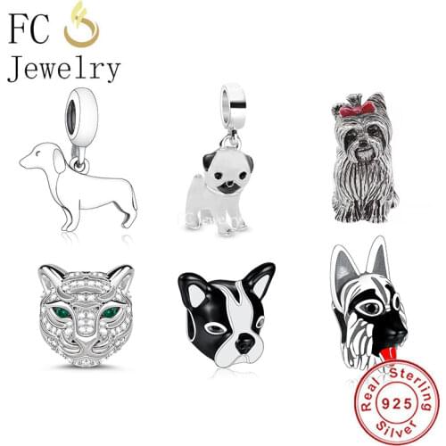 FC Jewelry Fit Original Charm Bracelet Real 925 Sterling Silver Germany Dachshund The Dog Bead For Making Women Berloque 2021