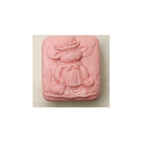 Ree shipping handmade soap silica gel mould candle soap mould silicone mold for DIY pig mom