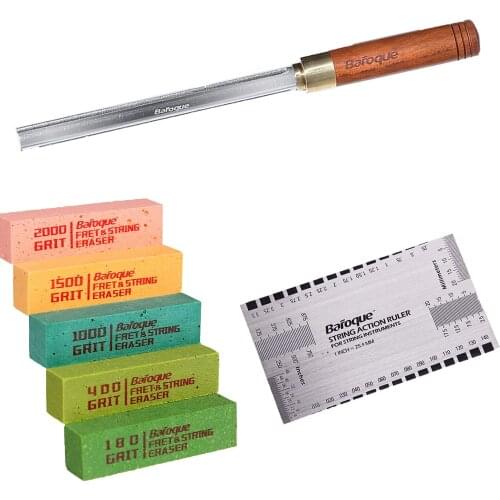 Baroque Guitar Fret File Repair Tool,String Action Ruler Gauge,Guitar Fret Polishing Eraser Luthier Tool for Guitar Ukulele Bass