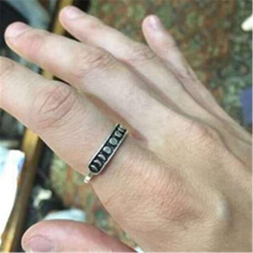 Classic New Hot Simple Retro Moon Round Missing Ring Creative Ancient Moon Finger Unisex Rings
