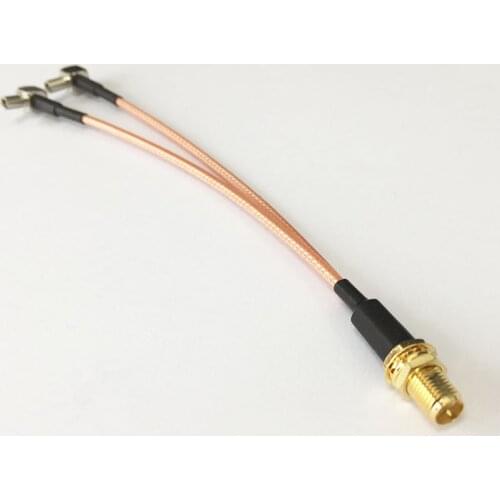 New RP-SMA Female to 2X TS9 Right Angle Connector Adapter Y type Combiner Cable Pigtail RG316 15CM for Huawei ZTE Modem router